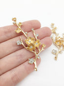 2 x Champagne Gold Blossom Branch Embellishment, 68x28mm