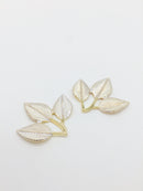 2 x Pearl Enamel Coated Triple Leaf Embellishment, 35x35mm