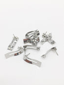 1 pair x Stainless Steel Wavy Rectangle Earring Studs with Loop, 24x8mm (0503)