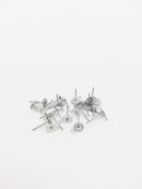 12 pairs x Stainless Steel Flat Pad Earring Studs with Loops, 6mm Pad (0504)