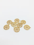 1 x 18K Gold Plated Openwork Flower Pendant with Cubic Zirconia Centre, 17x15mm (0150)