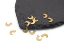 12 x Tiny Raw Brass Crescent Moon Charms, 11x8mm (C0057)