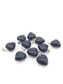 1 x Puffy Heart Black Agate Pendant, 19x15mm (1068)