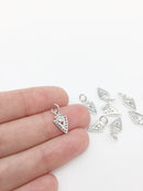 1 x Rhodium Plated Dainty Shield Pendant with Cubic Zirconia, 12x7mm (1086S)