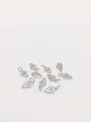 1 x Rhodium Plated Dainty Shield Pendant with Cubic Zirconia, 12x7mm (1086S)