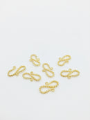 2 x 18K Gold Plated S-Hook Clasps, 19x11mm (1115)