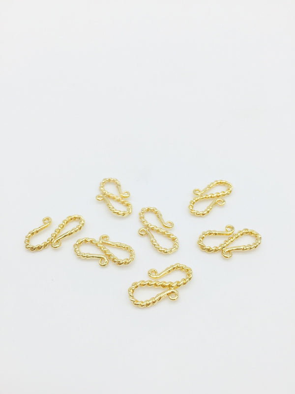 2 x 18K Gold Plated S-Hook Clasps, 19x11mm (1115)