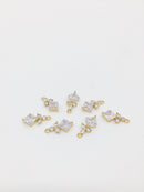 1 x 24K Gold Plated Cubic Zirconia Pendant, 17x8mm (1127)