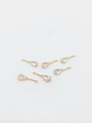 1 x 24K Gold Plated Pear Cut Cubic Zirconia Bar Charms, 18x5mm (1129)