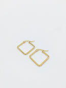 1 pair x Gold Plated Tubular Rhombus Creole Earring Blanks, 18x24mm (1738)