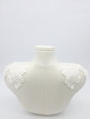 1 pair x Luxury Beaded Ivory Floral Lace Applique, 30x15cm