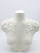 1 pair x Luxury Beaded Ivory Floral Lace Applique, 30x15cm