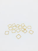 10 x 18K Gold Plated Square Connectors, 8mm Square Jewellery Links (3268)