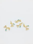 1 x 18K Gold Mermaid Charms with Cubic Zirconia, 19x12mm (3314)