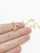 1 x 18K Gold Mermaid Charms with Cubic Zirconia, 19x12mm (3314)