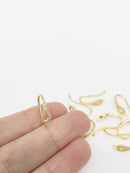 1 pair x 18K Gold Plated Cubic Zirconia Earring Hooks Micro Pave with Loops 21x10mm (3310)