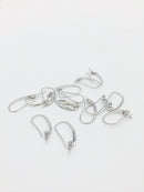 1 pair x Rhodium Plated Earring Hooks for Half Drilled Beads, 20mm (1208)