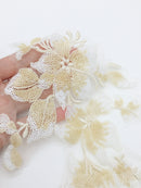 Cream Beaded Lace Applique, 29x15cm
