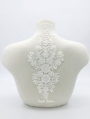 Ivory Beaded Flowers Lace Applique, 30.5x14cm