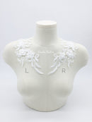 1 pair x 3D Flower White Lace Applique, 21x10cm