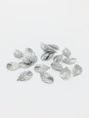 30 x Stainless Steel Textured Leaf Charms, 17x10mm (0624)