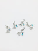 Rhodium Mermaid Charms with Cubic Zirconia, 19x12mm (3316)