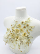 Gold 3D Flower Lace Bodice Applique, 40x30cm