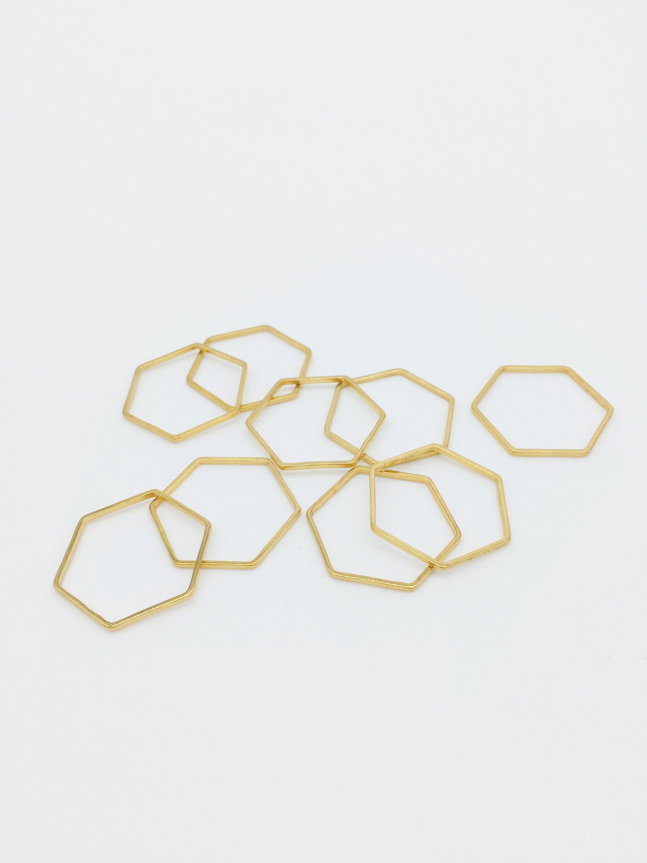 4 x Gold Plated Stainless Steel Hexagon Linking Rings, 20x22mm (3317)