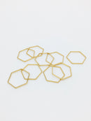 4 x Gold Plated Stainless Steel Hexagon Linking Rings, 20x22mm (3317)