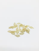 10 x Tiny Gold Plated Filigree Leaf Pendants, 11.5x5.5mm (2820)