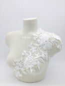 1 pair x Large Off-white Embroidered Lace Appliques, 46x24cm