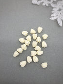 10 x Carved Coral Flower Buds, 7x9mm Cream Flower Bud Beads (2863)