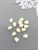 8 x Carved Coral Flower Buds, 8x11mm Cream Flower Bud Beads (2864)