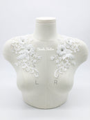 Luxury White 3D Flower Beaded Lace Applique