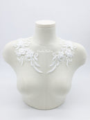 1 pair x 3D Flower White Lace Applique, 21x10cm