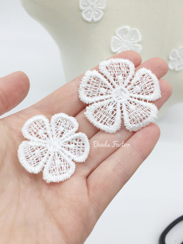 10 x Off-white Lace Flower Patches, 3d Embroidery Flowers