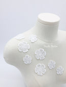 10 x Off-white Lace Flower Patches, 3d Embroidery Flowers