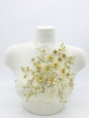 Gold 3D Flower Lace Bodice Applique, 40x30cm