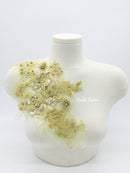 Gold Floral Lace Bodice Applique, 37x23cm Gold Embroidery Lace Patch