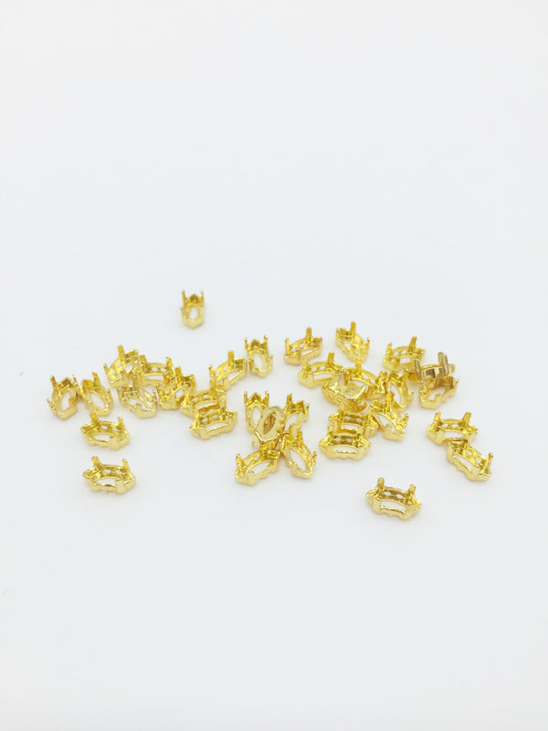 24 x 4x8mm Gold Plated Setting for Marquise Cut Cubic Zirconia Stones (3435)