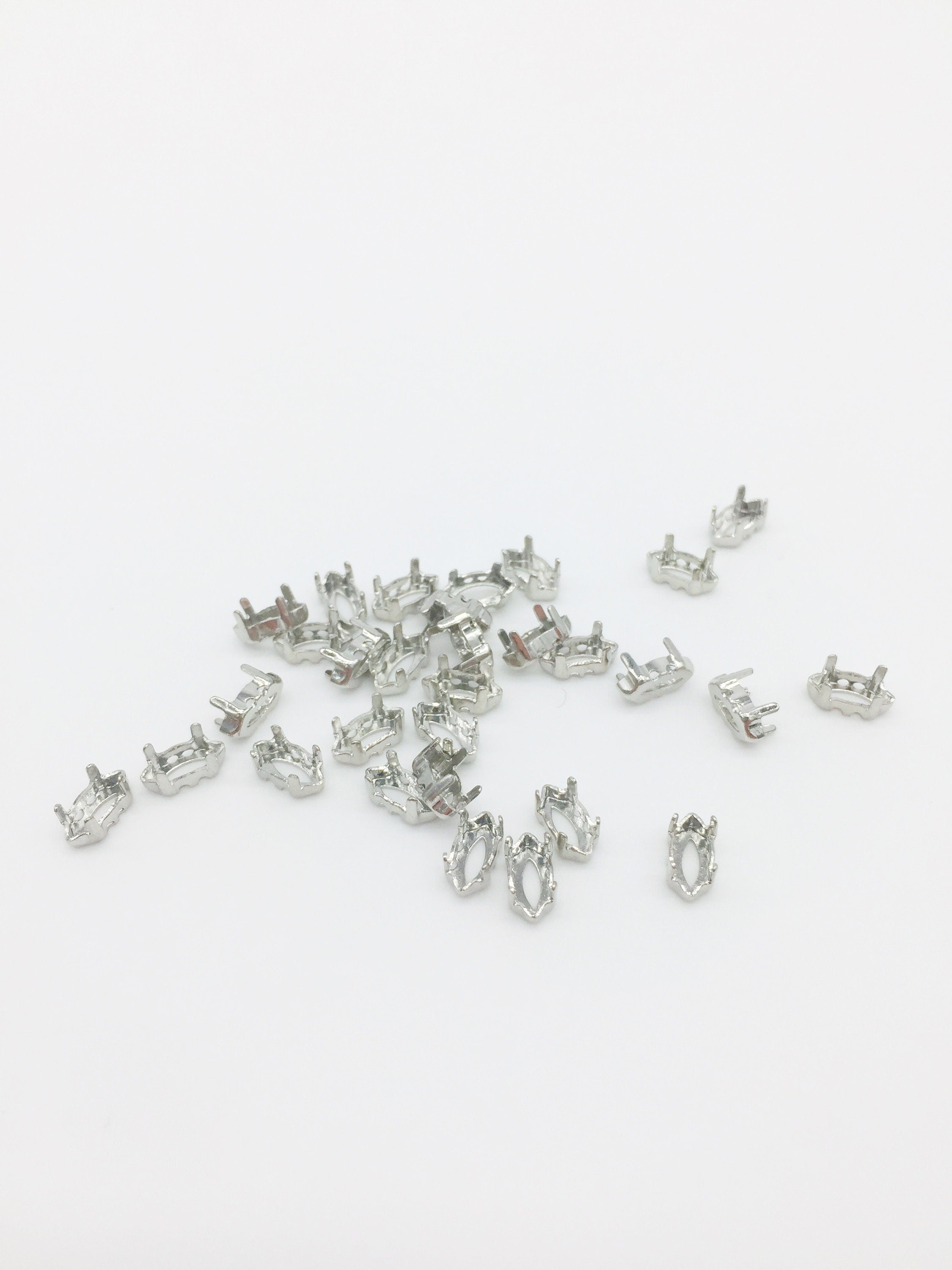 24 x 4x8mm Rhodium Plated Setting for Marquise Cut Cubic Zirconia Stones (3435)