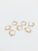 1 x 24K Gold Plated Cubic Zirconia Leaf Branch Hoop Pendant Connector, 19x16mm (2816)