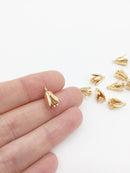 2 x 24K Gold Plated Bell Flower Charms, 13x9mm (2817)