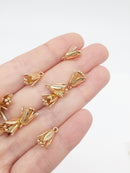 2 x 24K Gold Plated Bell Flower Charms, 13x9mm (2817)