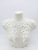 1 pair x Large Ivory Beaded Floral Lace Applique, 36x21.5cm