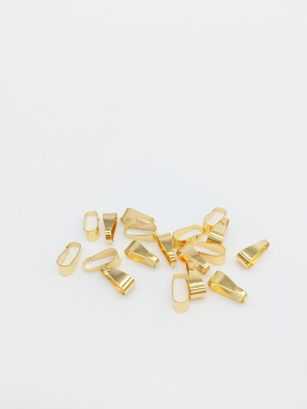 10 x 18K Gold Plated Snap on Bails, 10mm Gold Clip Bails (SS055)