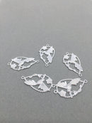 2 x Silver Plated Bird Earring Connectors, 34x19mm Earring Links (2861)