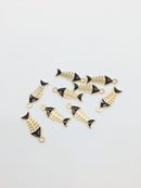 10 x Gold Fishbone Charms with Enamel, 24x8.5mm (2557)