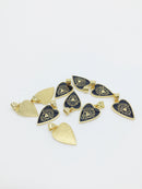 1 x 18K Gold Plated Black Enamel Heart Pendant with Evil Eye, 19x13mm (2559B)