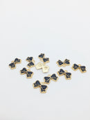 10 x Black Enamel Bowknot Charms, 16x10mm (2568)